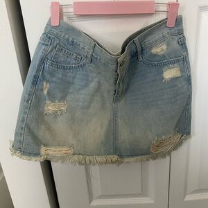 Old Navy Light Blue Distressed Mini Skirt